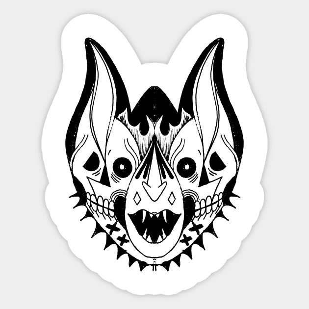 Bat Tattoo - Bat Tattoo Design Drawing Illustration Art - Sticker